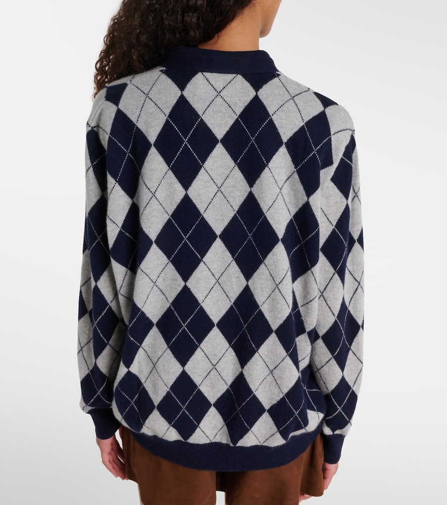 Lisa Yang Raelyn Argyle Cashmere Cardigan In Blue