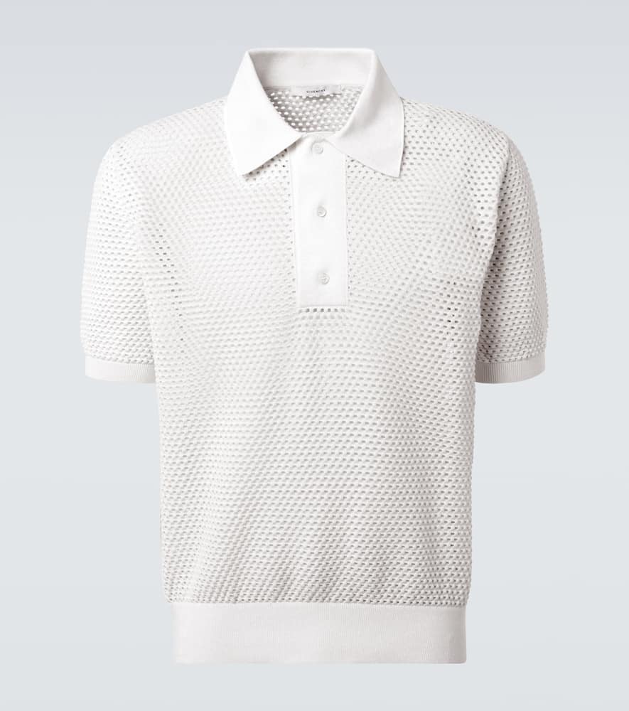 Open-knit cotton-blend polo shirt