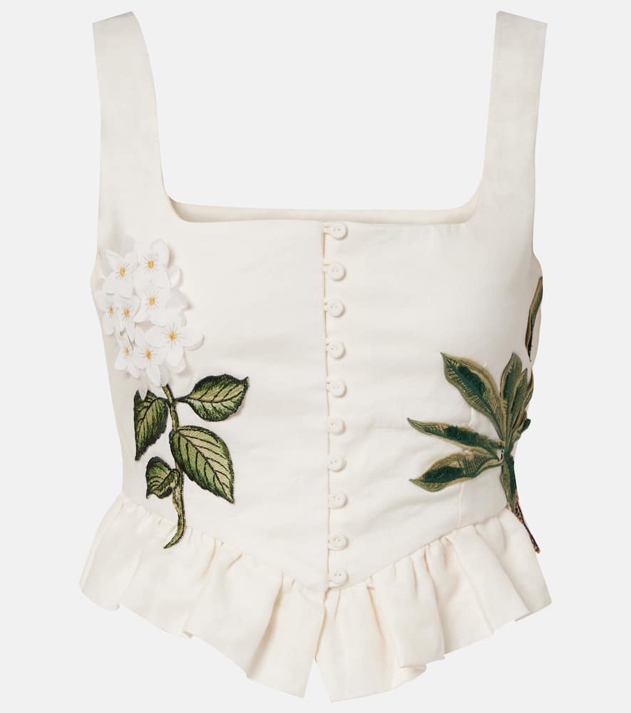 Eslabón Wild appliqué linen crop top
