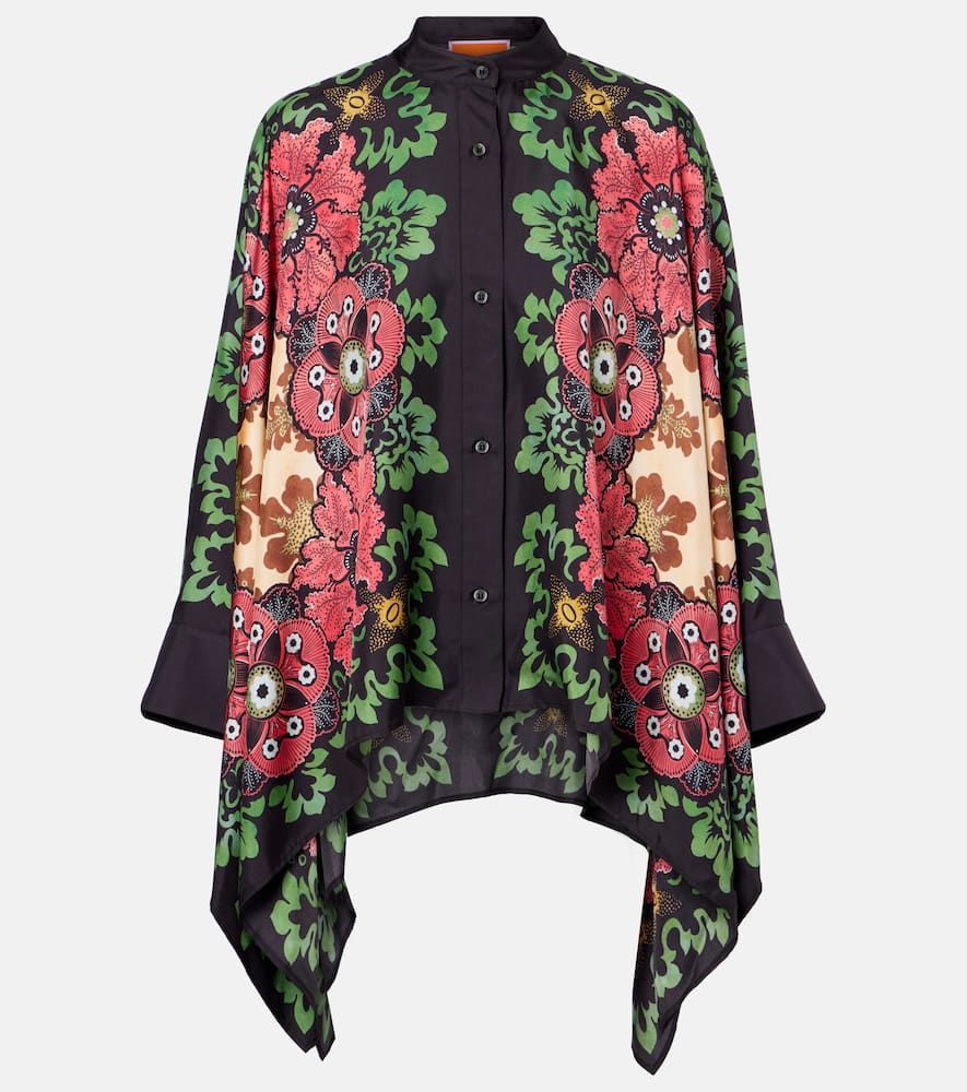 La Doublej La Double J Foulard Floral Silk-twill Shirt In Multi