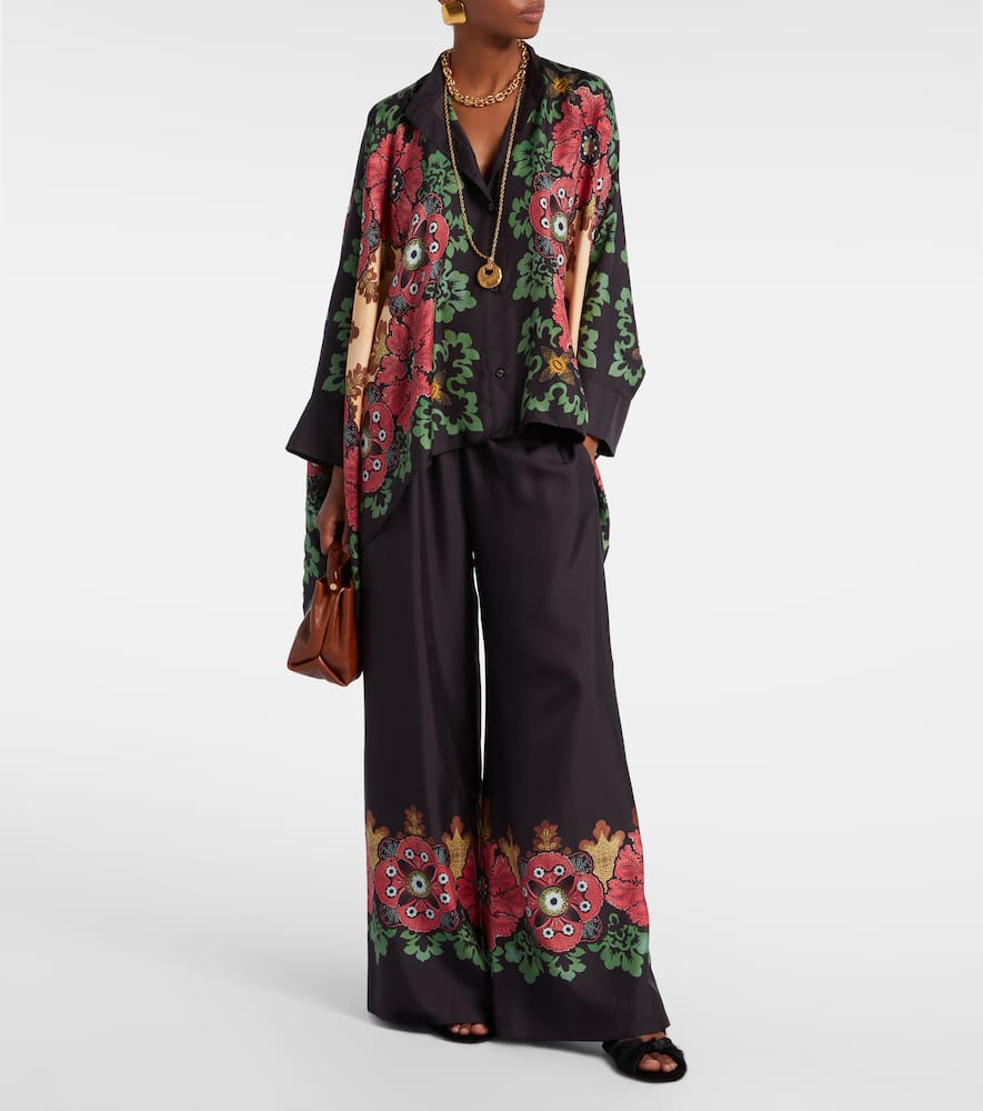La Doublej La Double J Foulard Floral Silk-twill Shirt In Multi