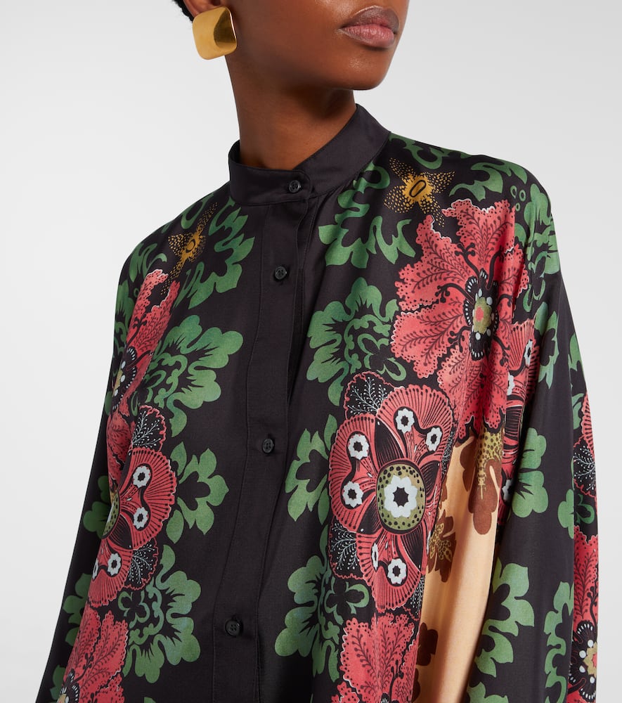 La Doublej La Double J Foulard Floral Silk-twill Shirt In Multi