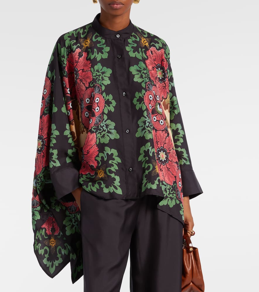 La Doublej La Double J Foulard Floral Silk-twill Shirt In Multi