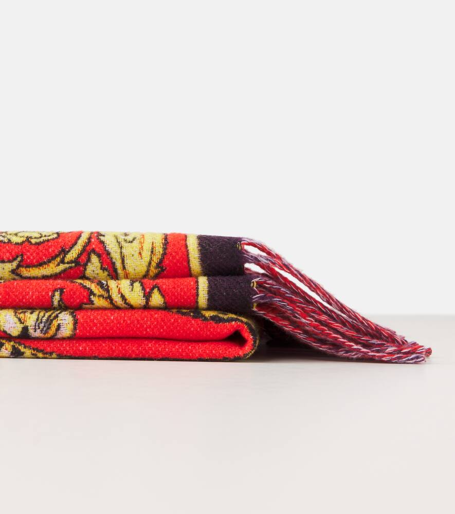 Versace Home Barocco Printed Wool Blanket In Red