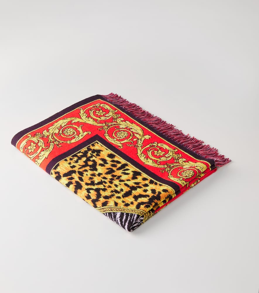 Versace Home Barocco Printed Wool Blanket In Red