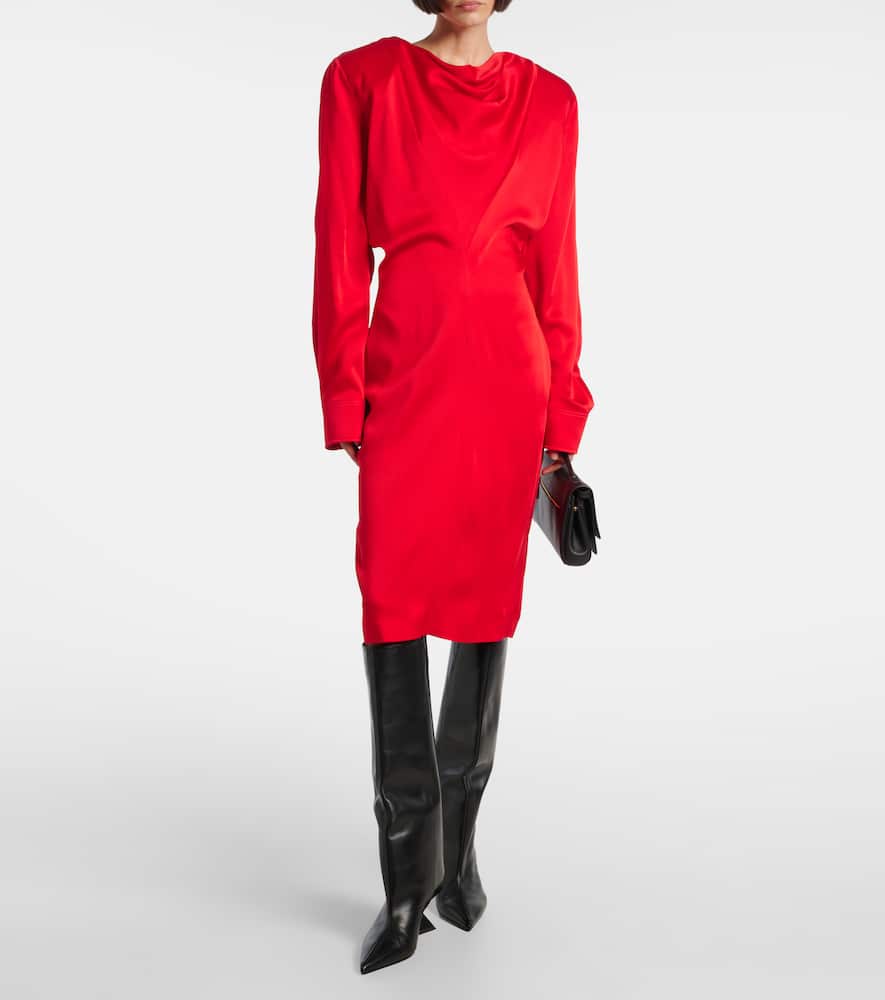 Stella Mccartney Draped Satin-crepe Midi Dress In Red