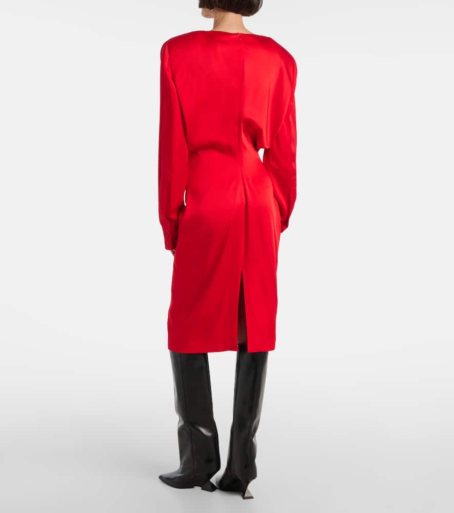 Stella Mccartney Draped Satin-crepe Midi Dress In Red