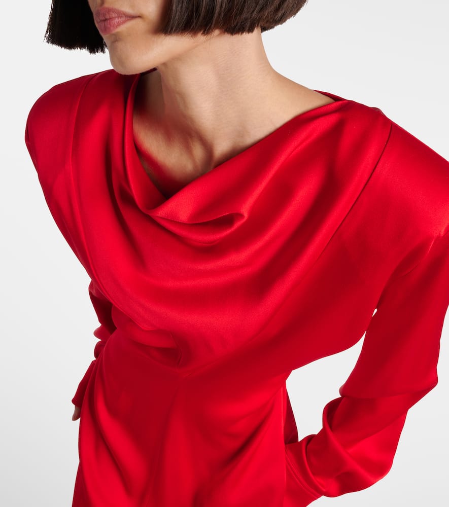 Stella Mccartney Draped Satin-crepe Midi Dress In Red