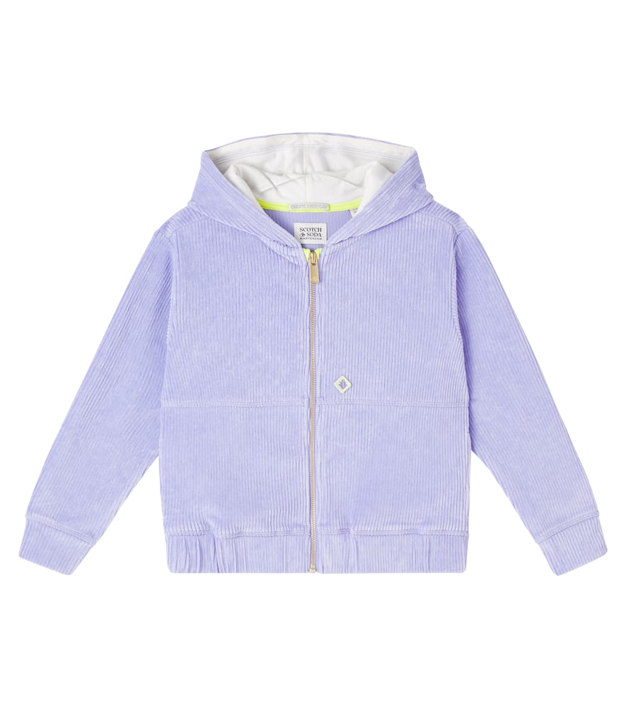 Scotch & Soda Cotton-blend Corduroy Zip-up Hoodie In Purple