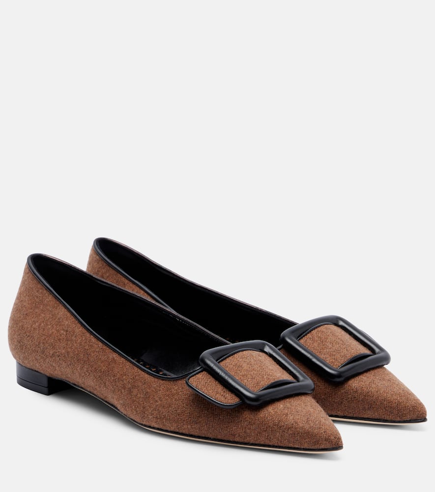 Manolo Blahnik Maysale Buckled Ballet Flats In Brown