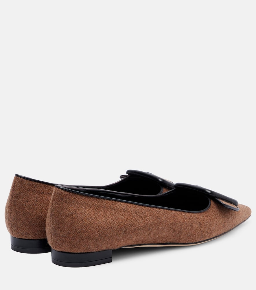 Manolo Blahnik Maysale Buckled Ballet Flats In Brown