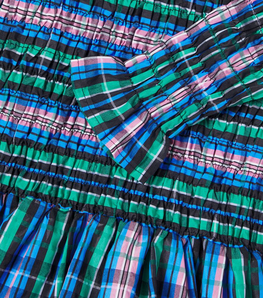 The New Society Lidia Plaid Shirred Dress In Multi