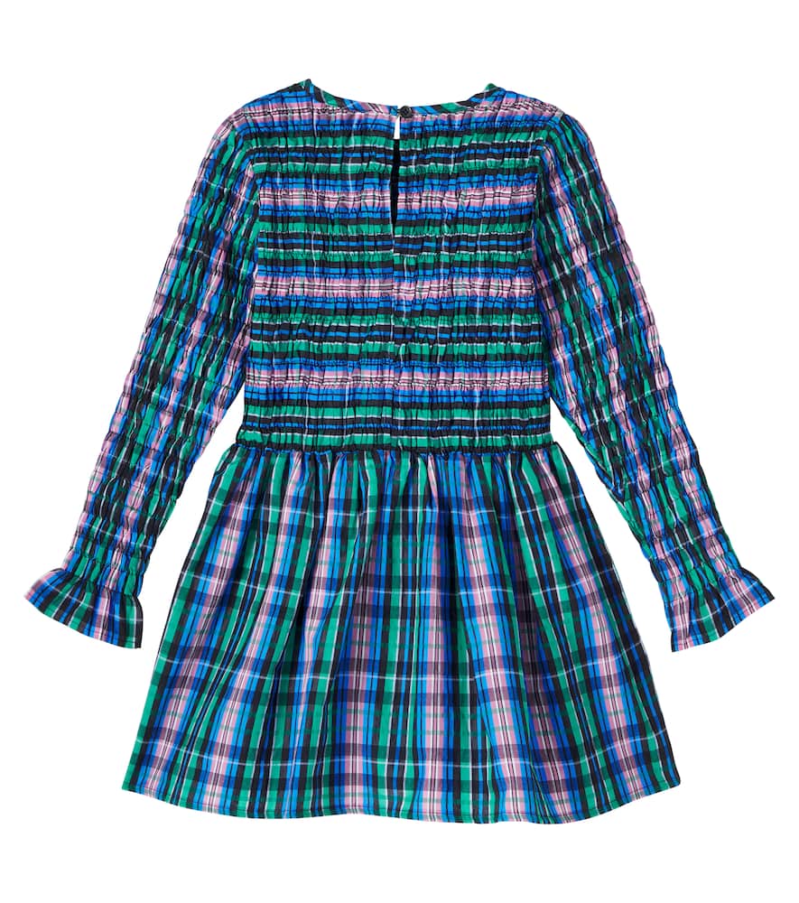 The New Society Lidia Plaid Shirred Dress In Multi