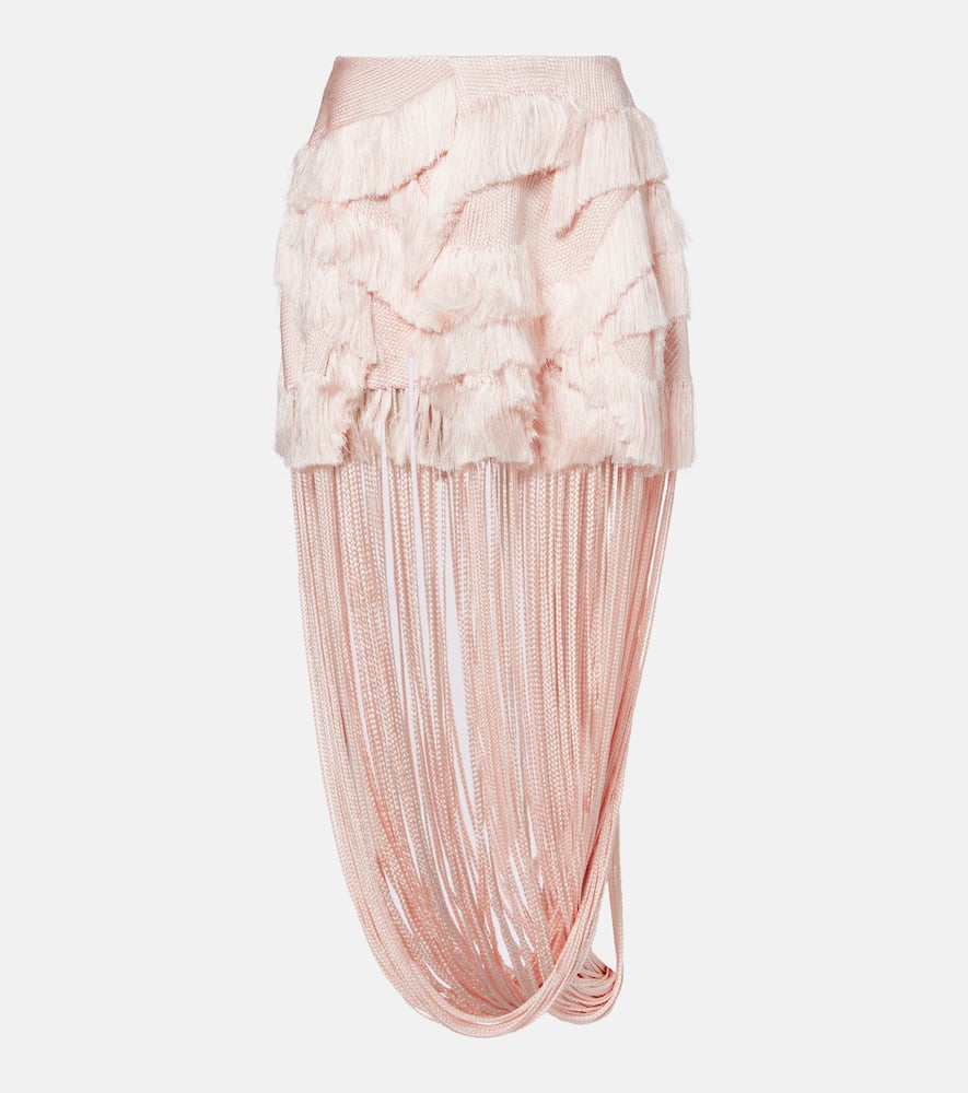 Xu Zhi Fringed Midi Skirt In Pink