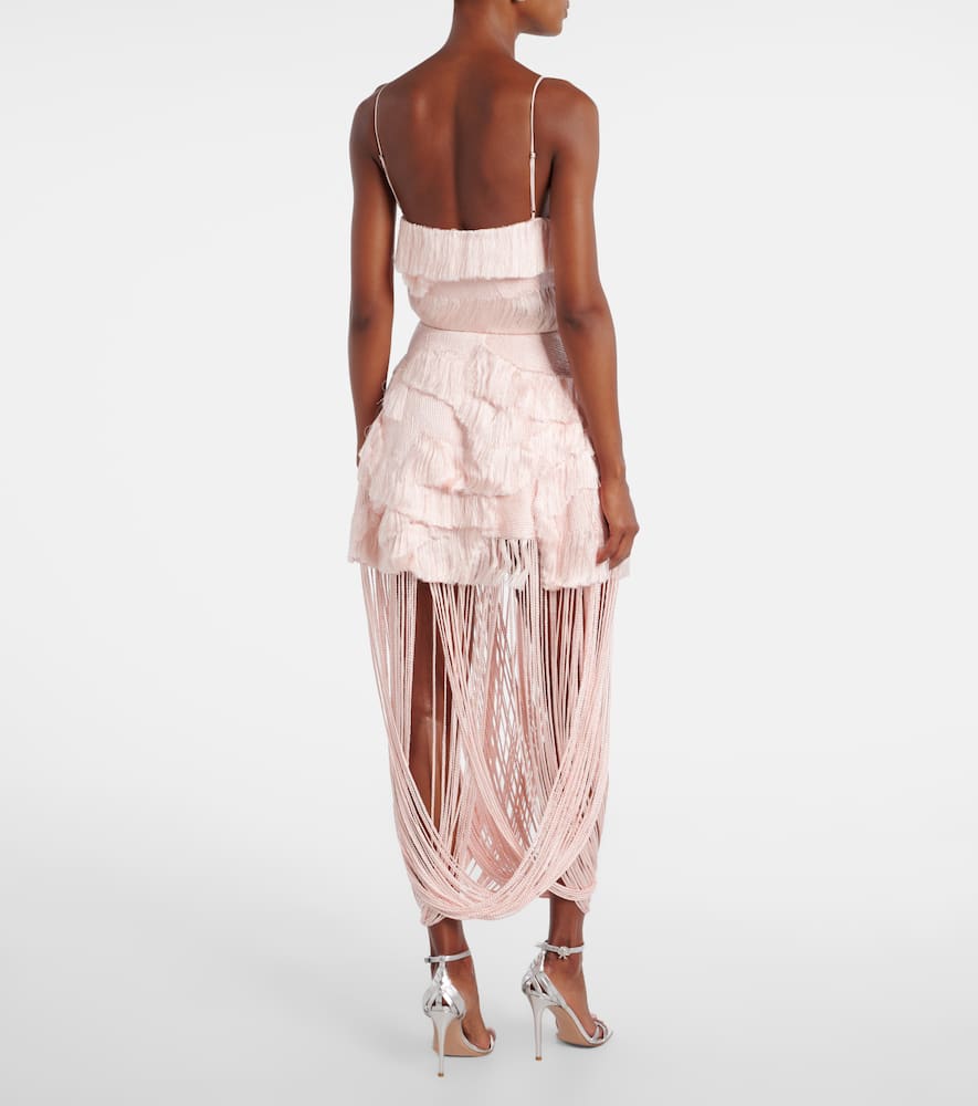 Xu Zhi Fringed Midi Skirt In Pink