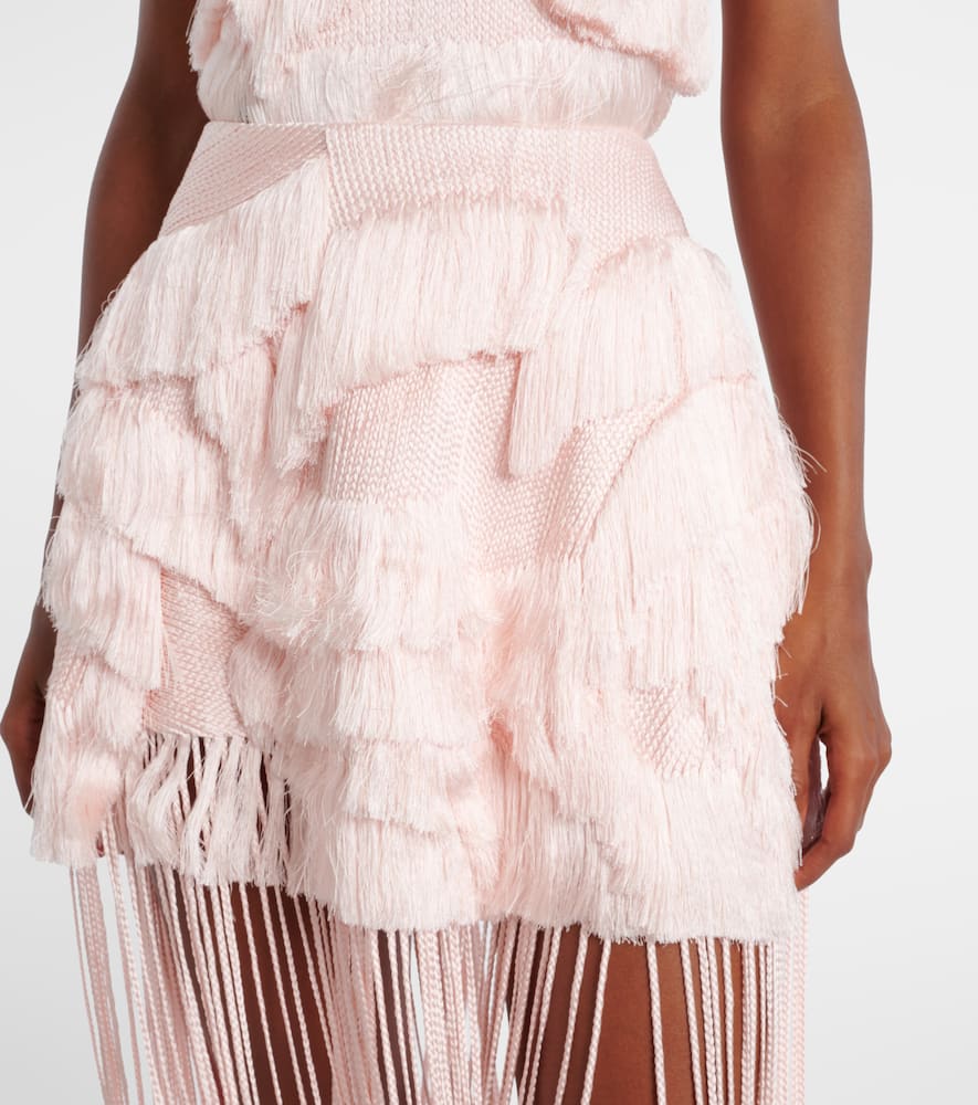 Xu Zhi Fringed Midi Skirt In Pink