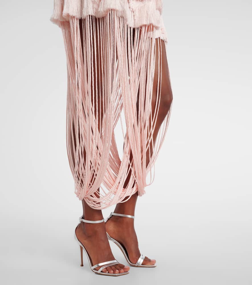 Xu Zhi Fringed Midi Skirt In Pink