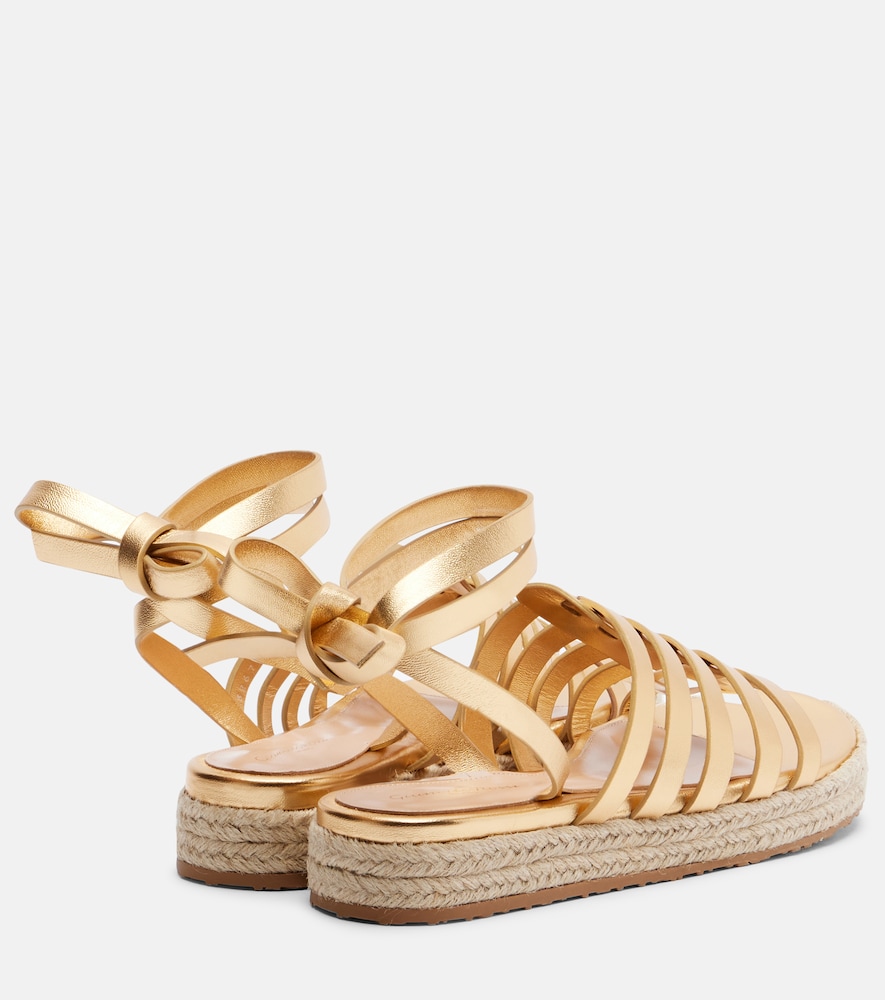  Gianvito Rossi Gianvito Rossi Pompei Metallic Leather Espadrille Sandals 