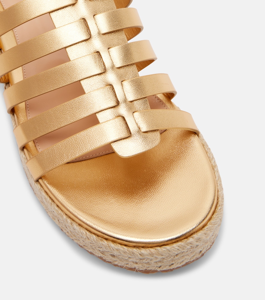  Gianvito Rossi Gianvito Rossi Pompei Metallic Leather Espadrille Sandals 