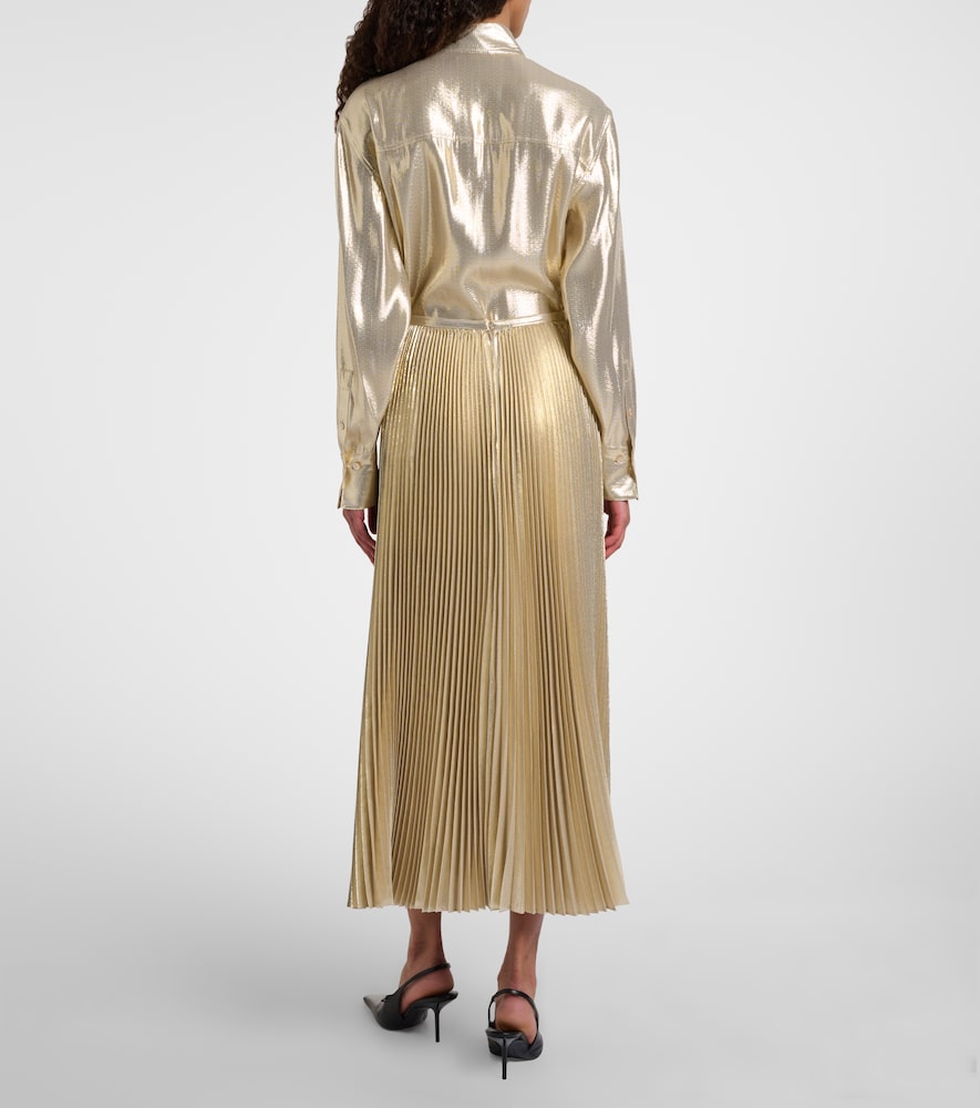 Essai Silk-Blend Lamé Midi Skirt