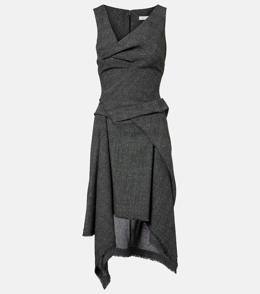 Alexander Mcqueen Wool Midi Dress In Gray