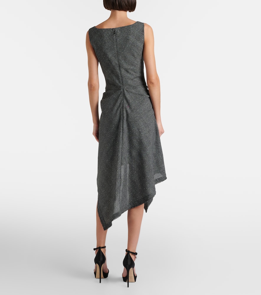 Alexander Mcqueen Wool Midi Dress In Gray