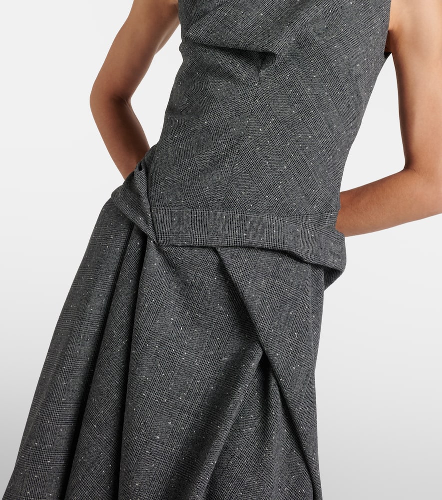 Alexander Mcqueen Wool Midi Dress In Gray
