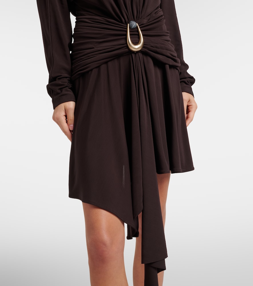  Christopher Esber Christopher Esber Stone Pin Draped Jersey Minidress 