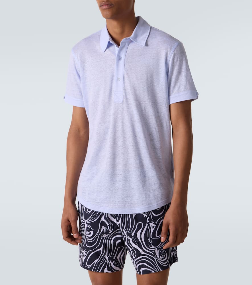 Orlebar Brown Sebastian Linen Polo Shirt In White