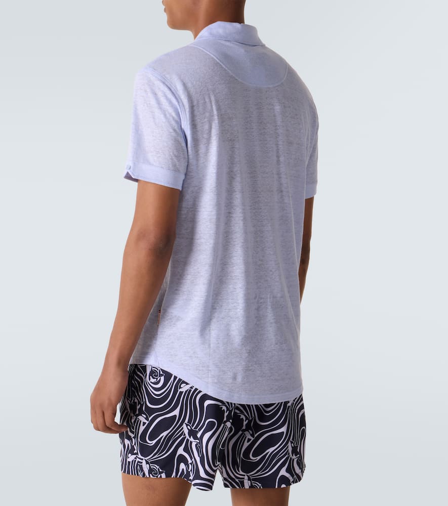 Orlebar Brown Sebastian Linen Polo Shirt In White