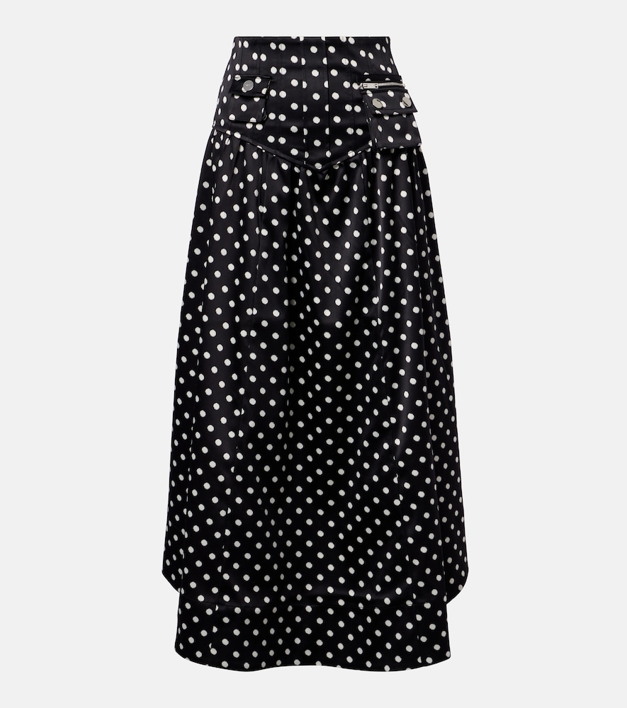 Ganni Women's Black Polka-Dot Satin Maxi Skirt UK Size 10 - Mytheresa