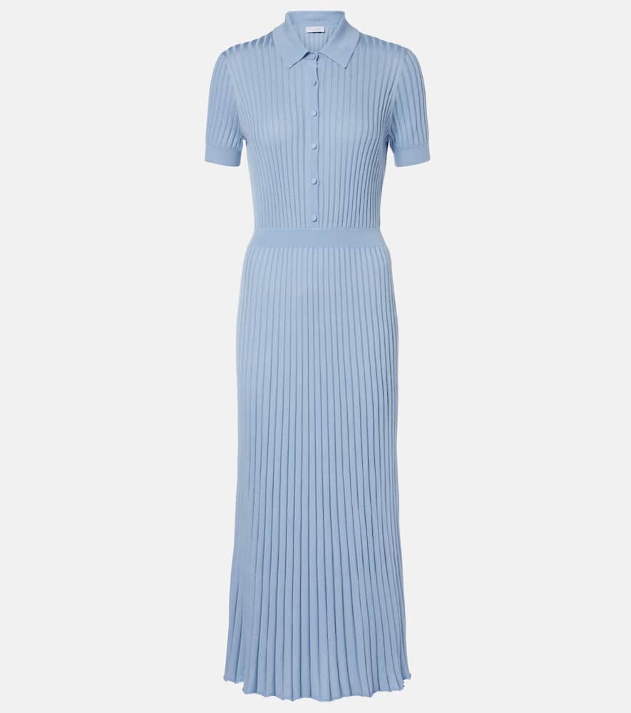 Gabriela Hearst Amor Ribbed-knit Silk And Cashmere Maxi Dress In Blue
