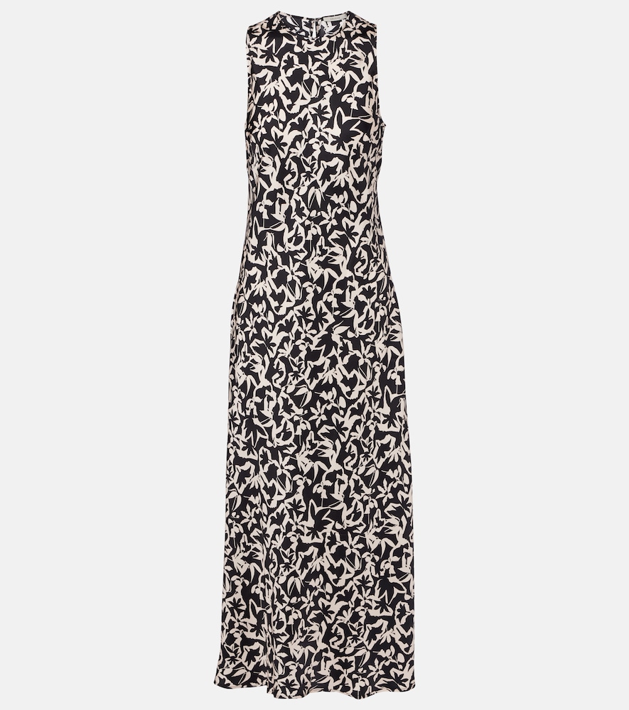 Asceno Valencia printed silk twill maxi dress