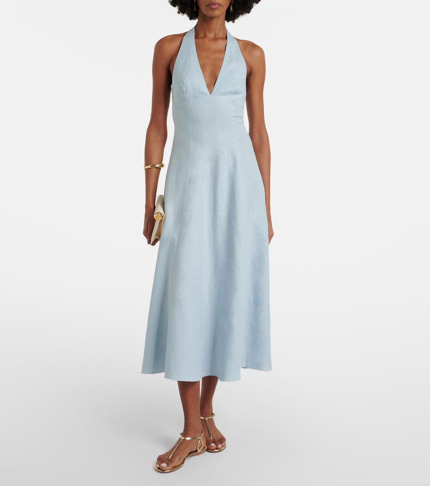 Faithfull Marais shirred linen midi dress