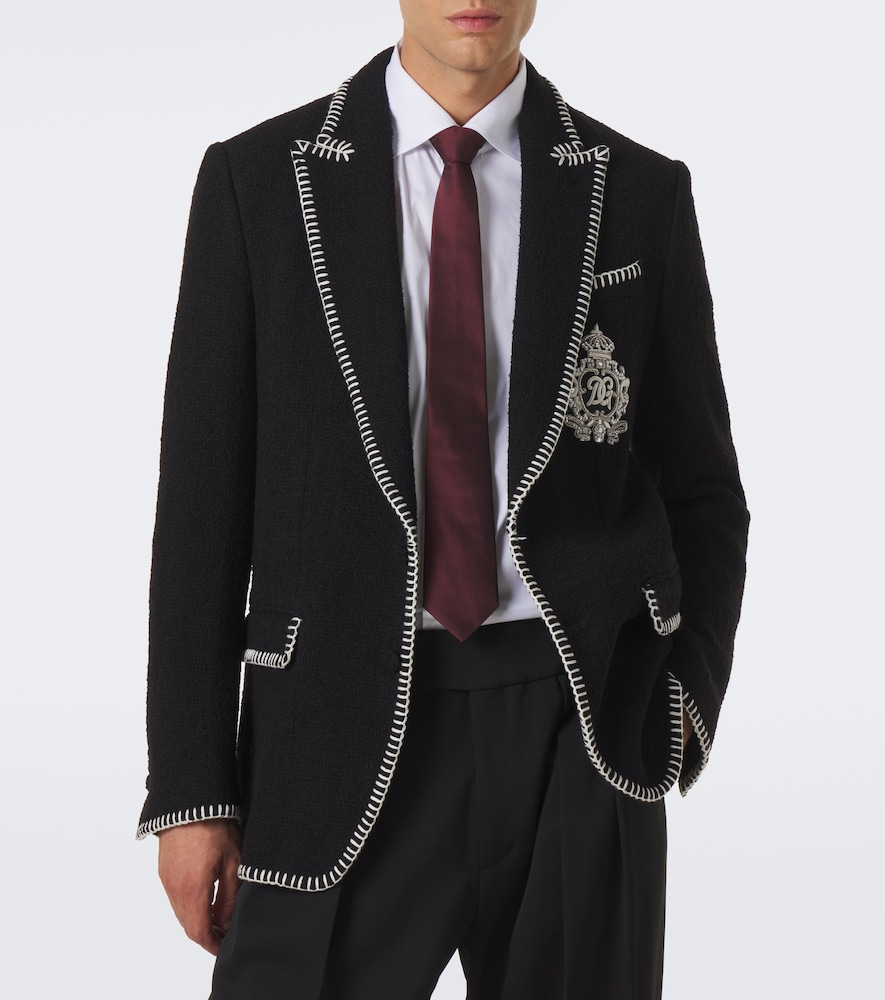 Dolce&Gabbana Dg Embellished Wool-Blend Tweed Blazer