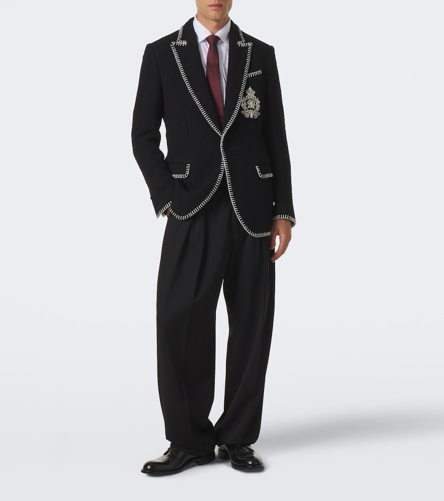Dolce&Gabbana Dg Embellished Wool-Blend Tweed Blazer
