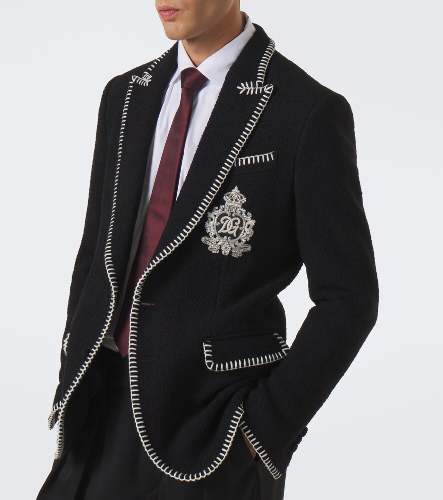 Dolce&Gabbana Dg Embellished Wool-Blend Tweed Blazer