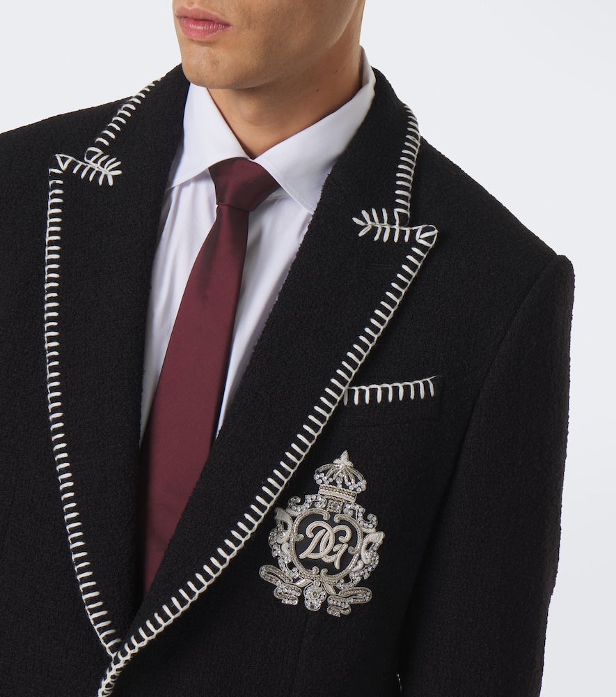 Dolce&Gabbana Dg Embellished Wool-Blend Tweed Blazer
