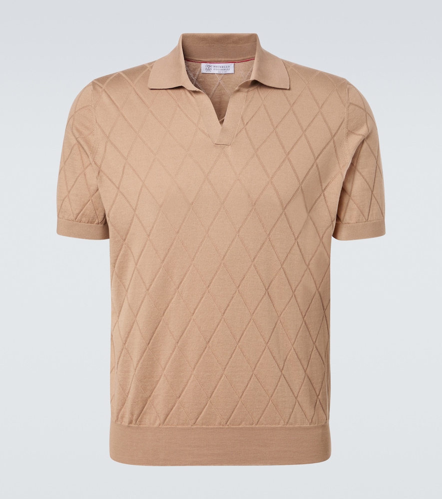 Brunello Cucinelli Men's Beige Knitted Cotton Polo Shirt UK Size 36 - Mytheresa