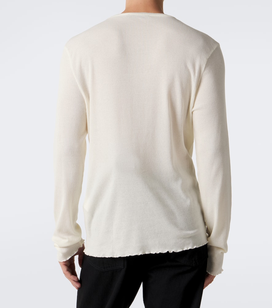Elongated Ribbed-Knit Cotton-Blend Top