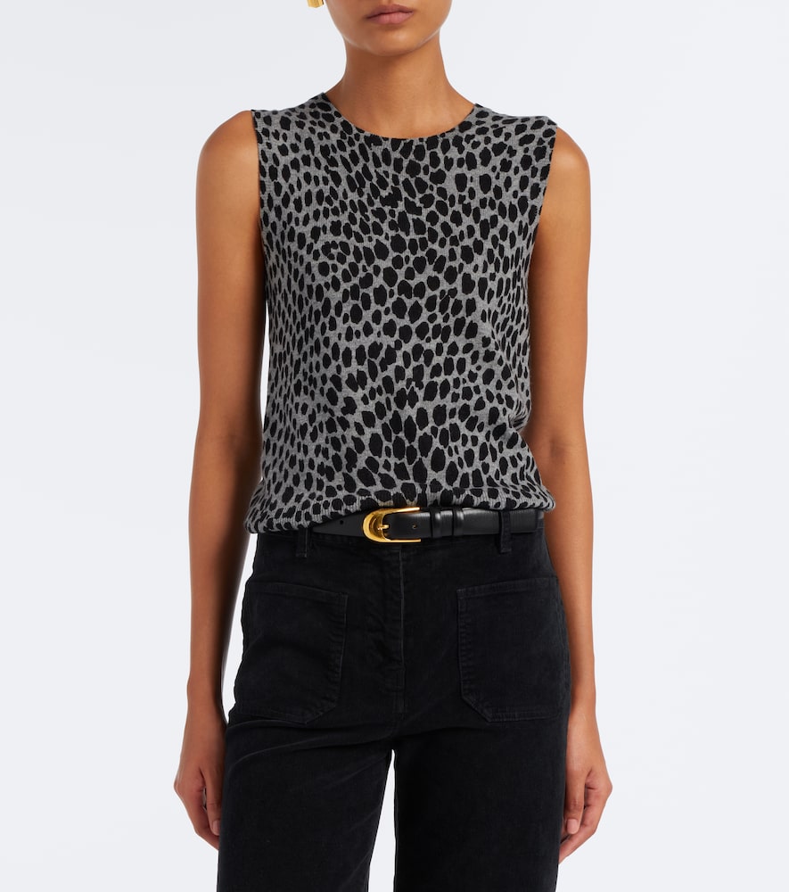 Nessa Leopard-Print Cashmere Top