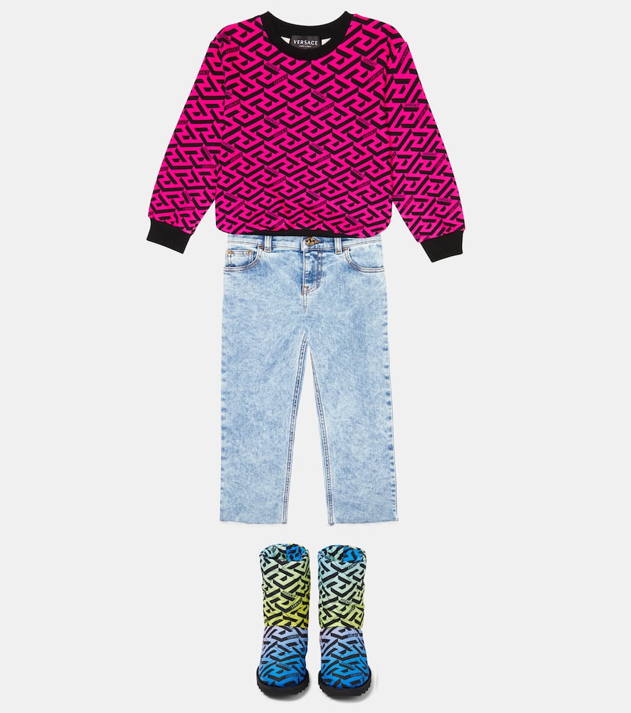 Versace La Greca Quilted Boots In Multicoloured
