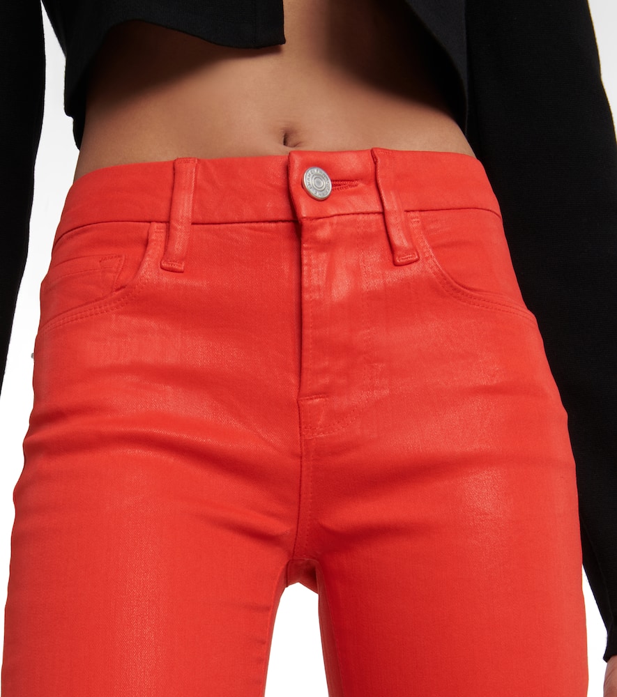 Shop Frame Le Crop Mini Boot High-rise Jeans In Bright Red