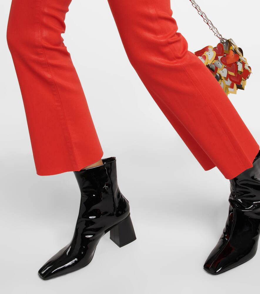 Shop Frame Le Crop Mini Boot High-rise Jeans In Bright Red