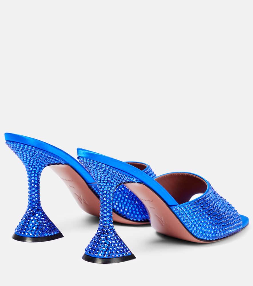 Amina Muaddi Lupita Embellished Satin Mules In Electric Blue