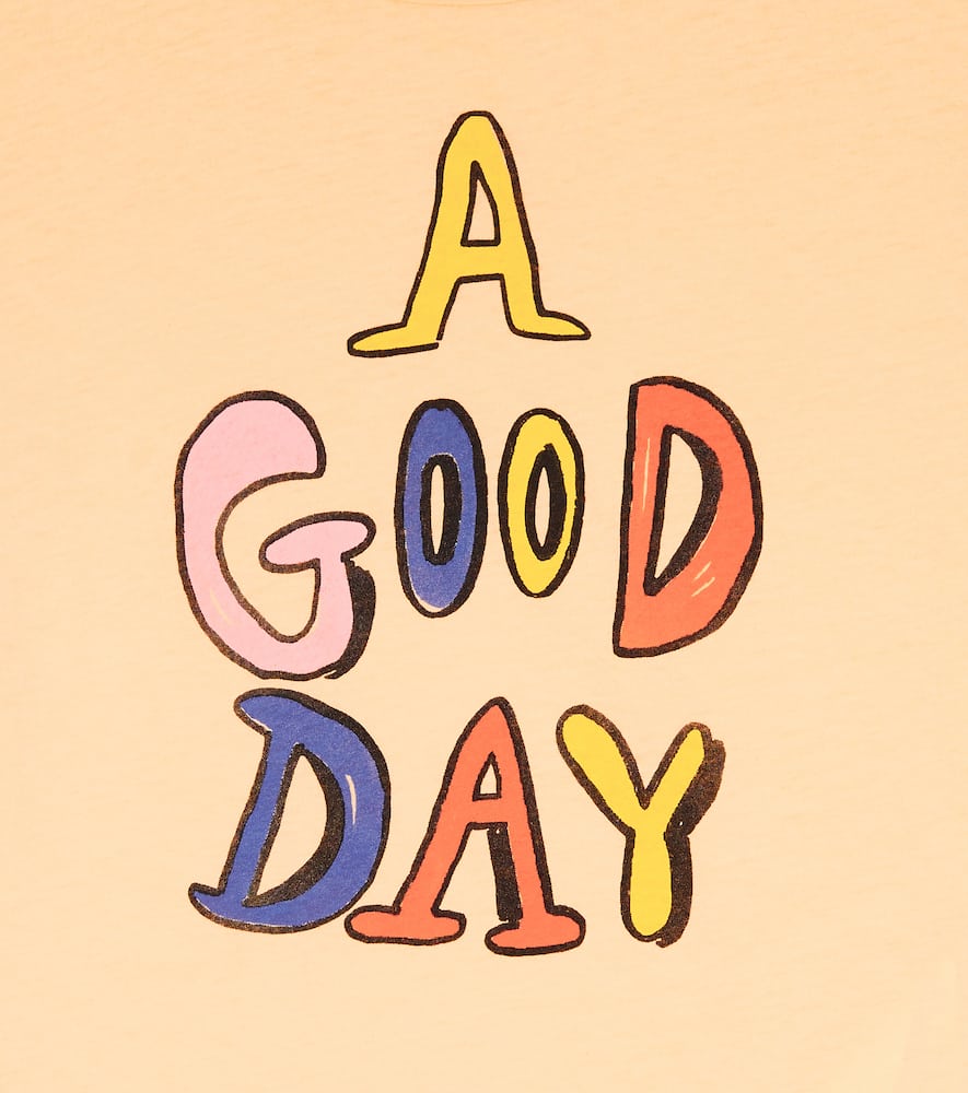 The Animals Observatory Hippo Printed Cotton T-shirt In Beige A Good Day