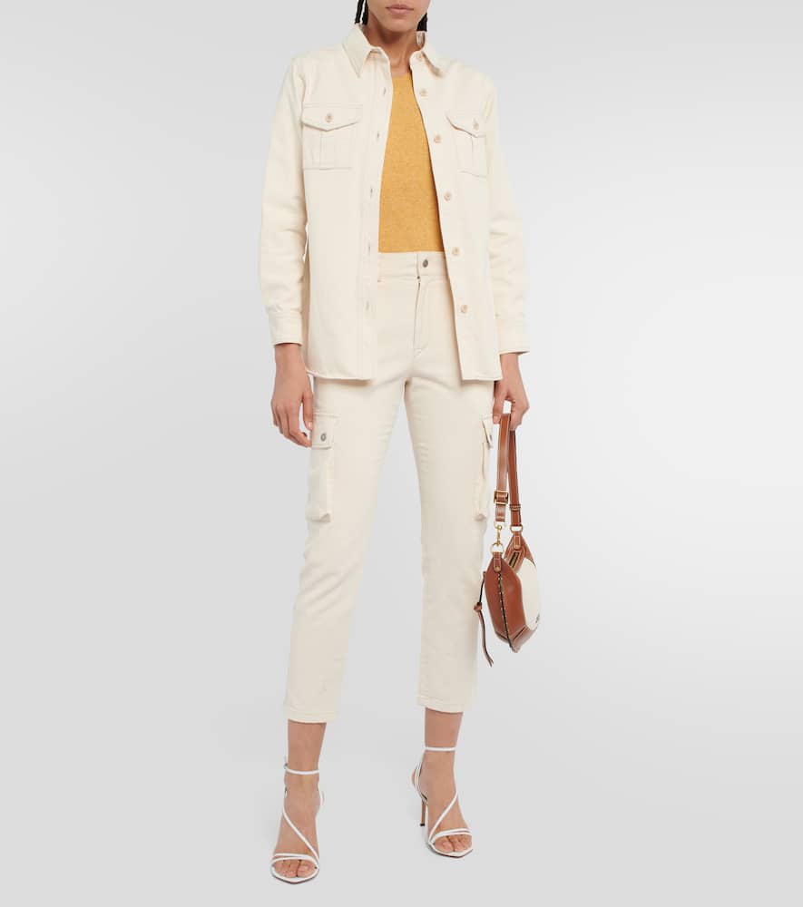Isabel Marant Evalia Tapered Cotton Cargo Pants In Ecru