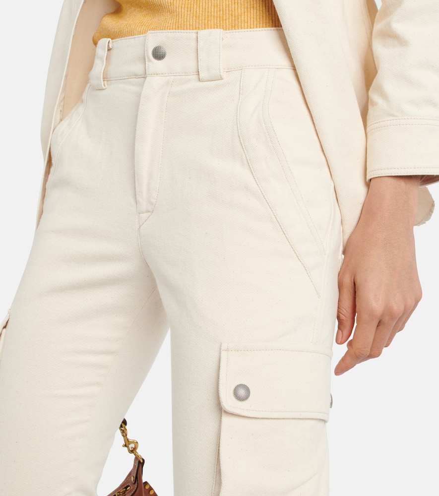 Isabel Marant Evalia Tapered Cotton Cargo Pants In Ecru