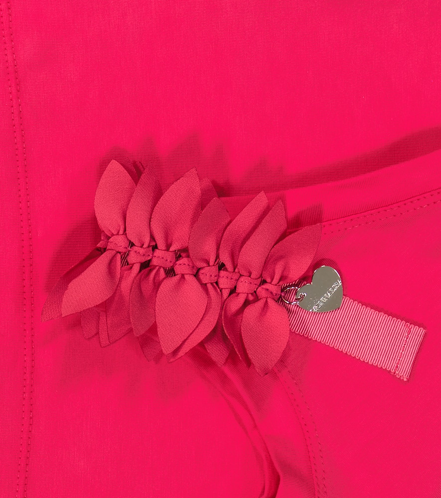 Monnalisa Bow-embellished Cotton-blend Tank Top In Rosa Peach