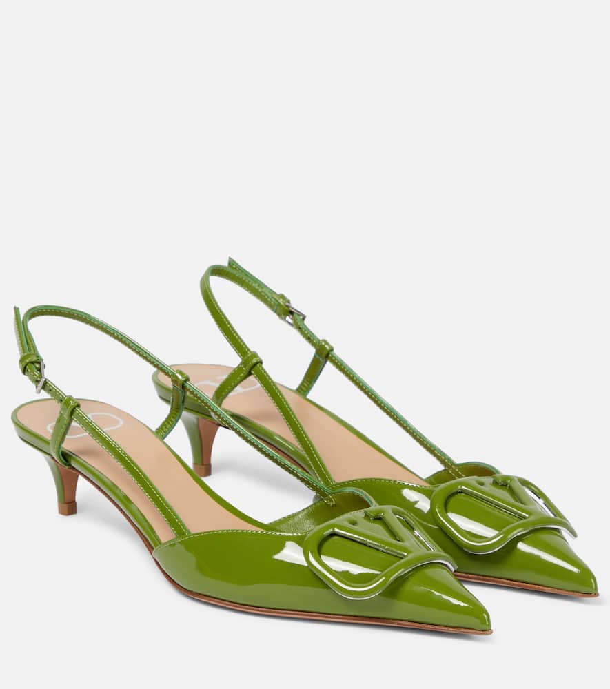 Valentino Garavani Vlogo Patent Leather Slingback Pumps In Green
